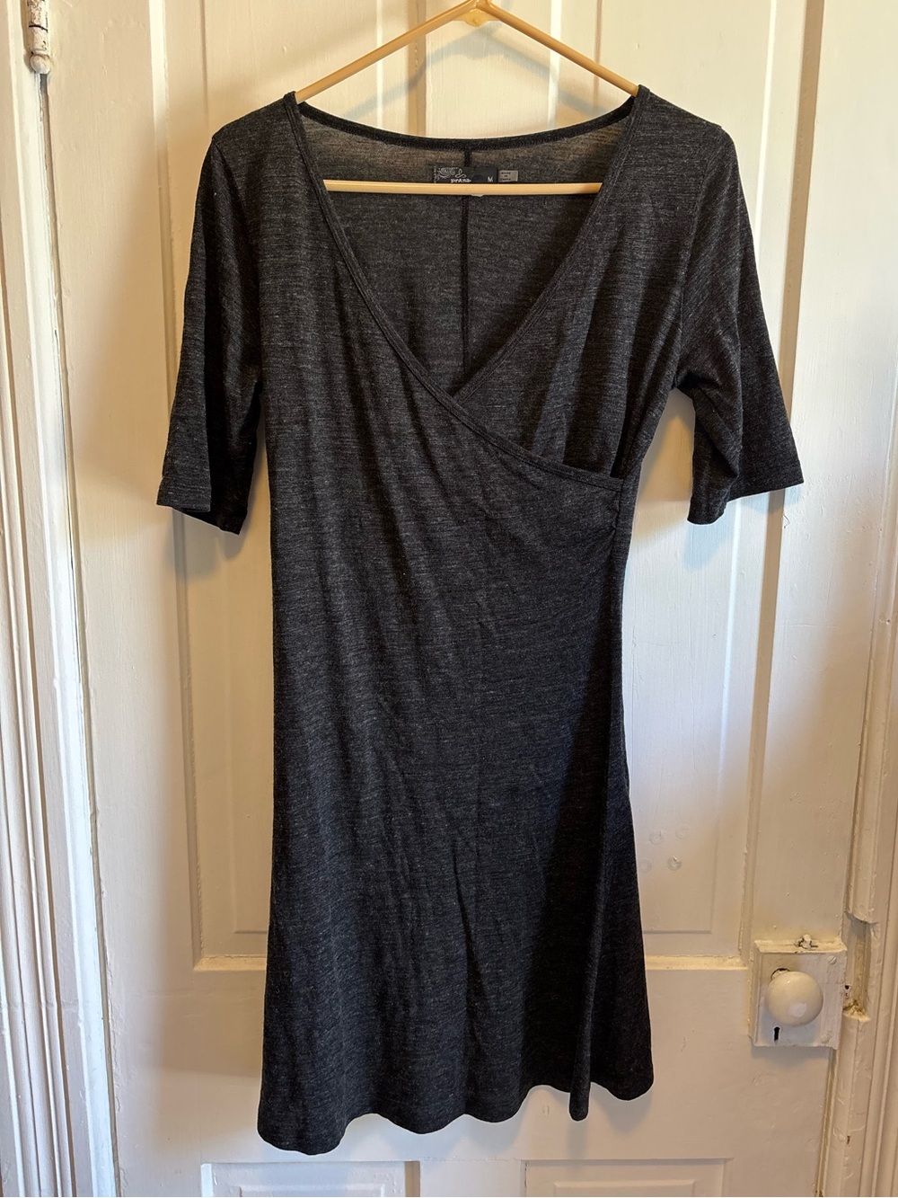 Prana Gray Faux Wrap Mini Dress Size Medium